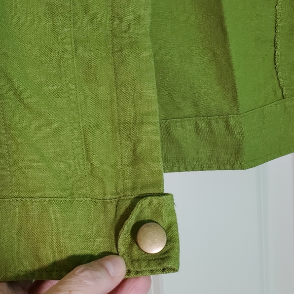 90's Green cropped vintage linen jacket - Picture 6 of 9